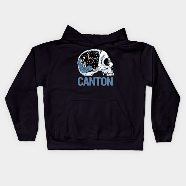 Chilling Skeleton Canton Kids Hoodie by flaskoverhand